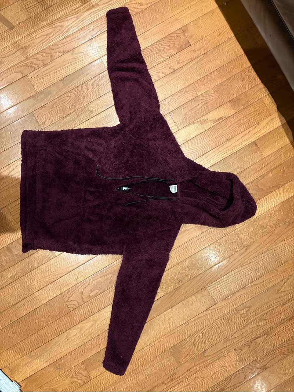 PINK Victoria's Secret Plush Hooded Jacket - Burgundy